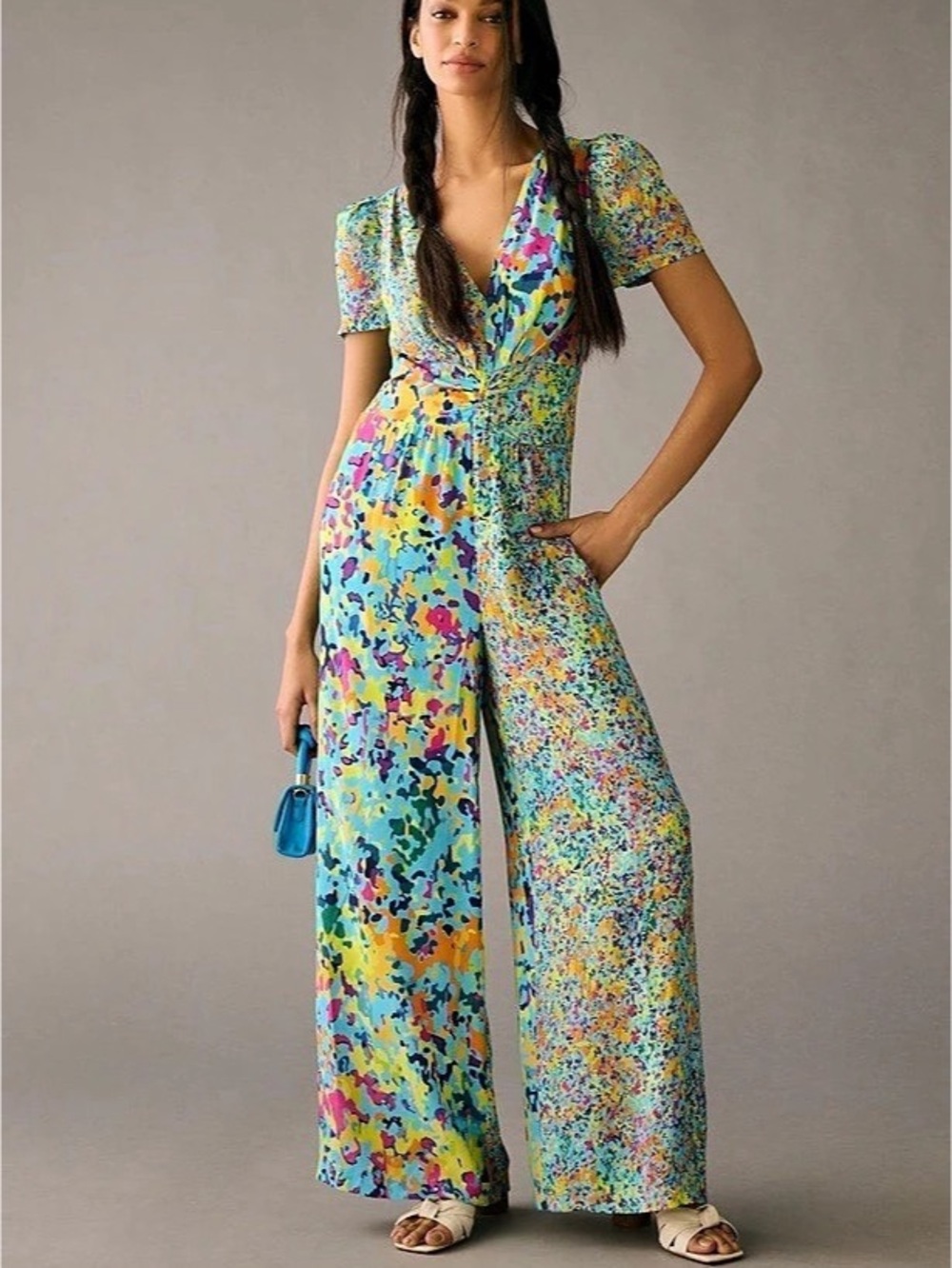 Plenty by Tracy Reese Puff-Sleeve Jumpsuit Floral Jumpsuit in Blue